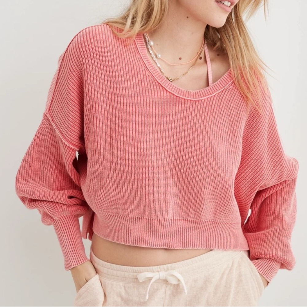 Aerie Beyond Cropped Crew Neck Sweater